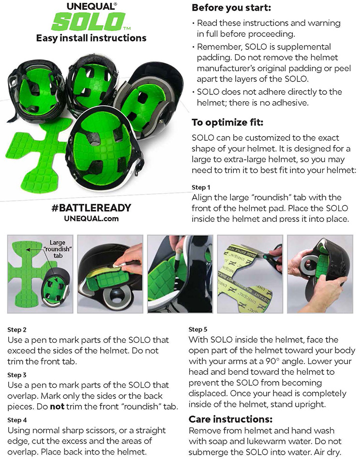 Custom SOLO Protective Helmet Inserts & Liners